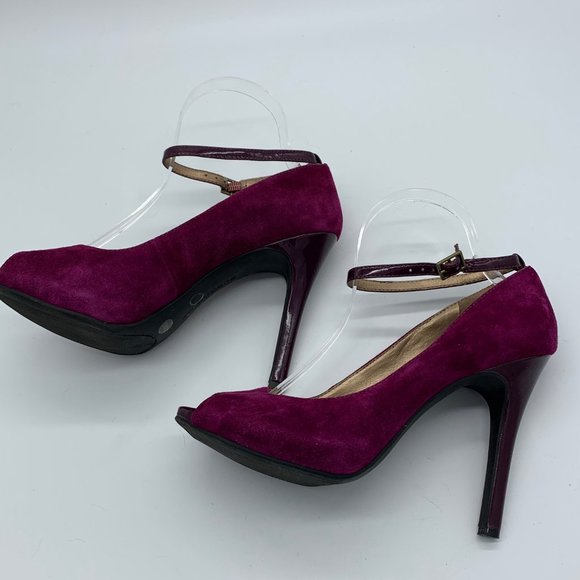 BCBGeneration Fuchsia Suede Ankle Strap Heels - Picture 4 of 10
